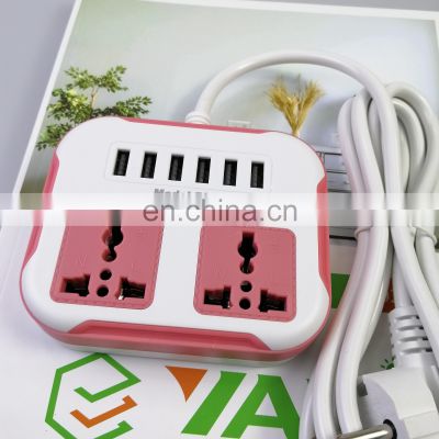 New Design High Quality Mains Power Outlet 3 Plug 6 Usb  Port Universal Socket household extension socket with usb port