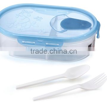 Hot Selling Oval Square Plastic Microwave Lunch Box with cutlery
