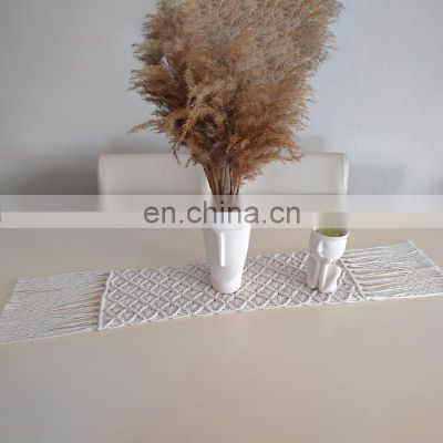 New Arrival White macrame Table Runner Tasseled, White Table Runner, Wedding gift idea Wholesale in Vietnam