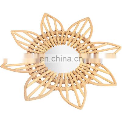 High Quality Rattan Round Mirror Wall-Mounted Best Seller Creative Art Decor Cheap Wholesale made in Vietnam