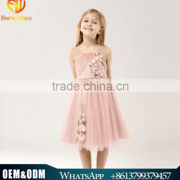 2016 Spring Girl Flower Dress Pink Princess Dress Child's Clothing Costume Holiday Dress