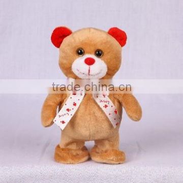walking and voice back bear with ribbon