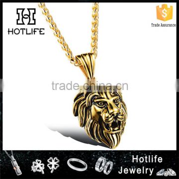 cool men jewellery stainless steel gold lion head pendant