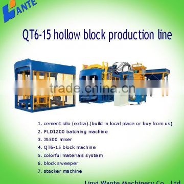 QT6-15 hollow concrete block making machines price list in russian Linyi Wante Machine
