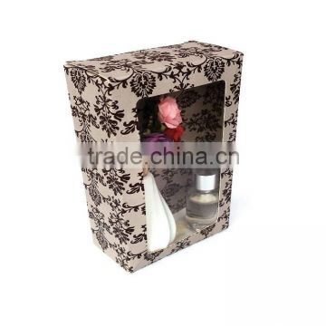 Wholesale Decorative Ceramic Flower Oil Diffuser With Rattan Sticks In Square PVC Box