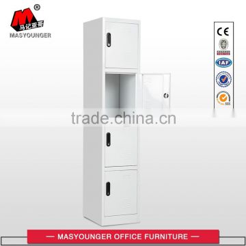 high quality bright white staff clothing KD structure four doors metal locker