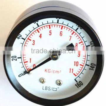 Black steel air pressure gauge with black flange