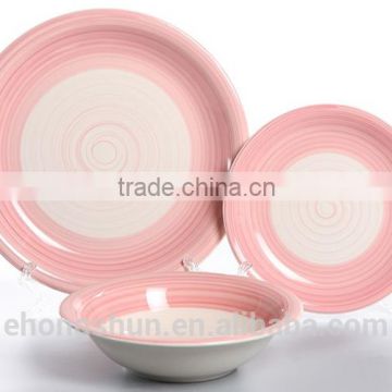 12pcs white stoneware color glaze dinner set import from china