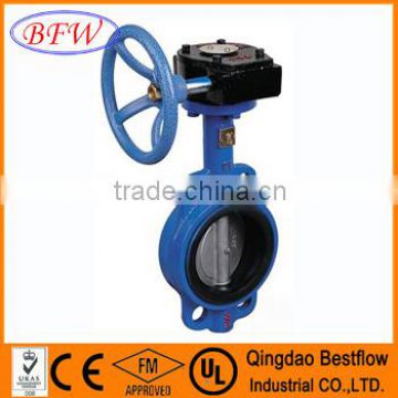 Warm-gear type cast iron wafer butterfly valve