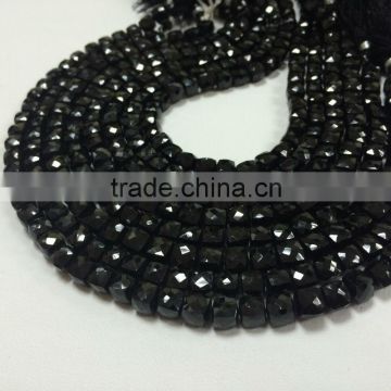 #263N Natural Gemstone Cushion Faceted Beads Loose Black Spinel