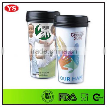 16oz DIY double wall plastic paper insert double wall cup