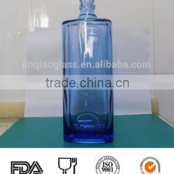 500ml blue flat liquor bottle high quality