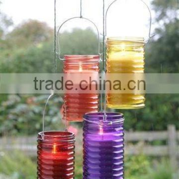 Eco-friendly Hand Painted Hanging Glass Votive Candle Holders Wholesale Bulk Colored Glass Haning Lantern