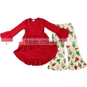2017 Yawoo red dress match christmas tree patterns pants outfits childrens boutique clothing