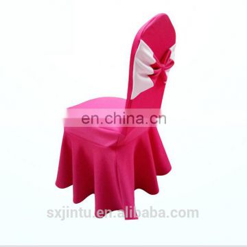 Rose red elasticity polyester fiber Removable Solid Color Ruffled Long Skirt Dining Chair cover,size custom made