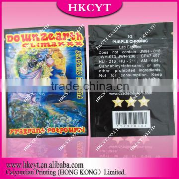 hot sale aluminium foil bag/down2 earth herbal incense bag