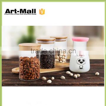 2016 new products Promotional wholesale glass pudding jar with cork or PP lid