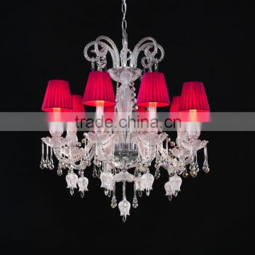 2015 fabulously exquisite crystal lager pendant lights with red lamp shade