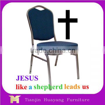 Worship Use Affordable Commercial Hotel Funriture HD Foam Powdercoat Metal Church Chair
