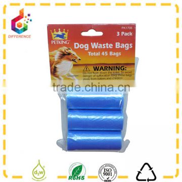 3 pack blue monochrome dog waste bags