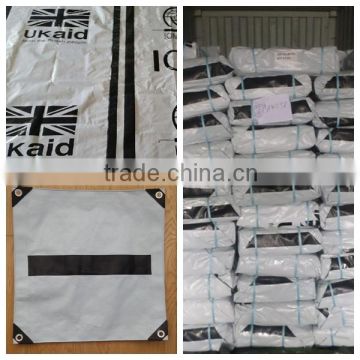 black mesh plastic tarpaulin sheet UN shelter cover printed logo