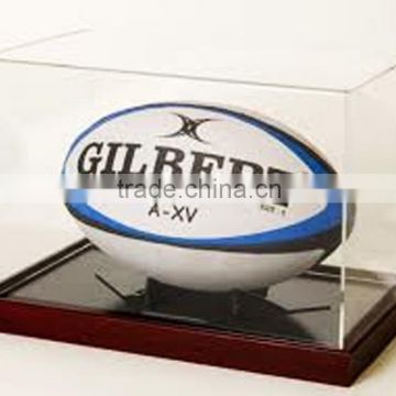 Custom clear square acrylic rugby ball display box
