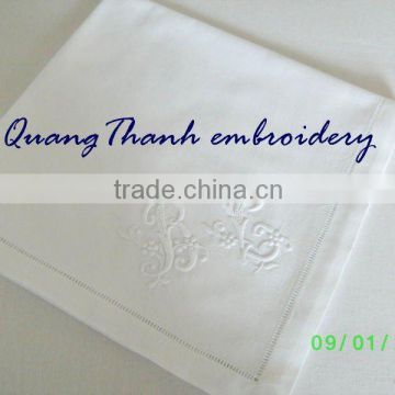 embroidering monogram napkin