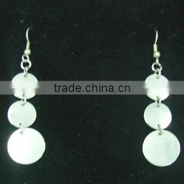 Trendy metal silver round sheet drop earrings ,Customized Colors or LOGO and OEM desigtn accept