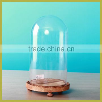 glass dome home decor handicraft with wooden base