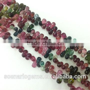 #54OZ Natural Multi-Color Semi-Precious Faceted Gemstone Loose Beads Tear Drop Tourmaline