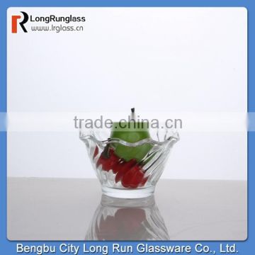 LongRun home essentials 150ml round bottom wavy mouth glass fruit plate
