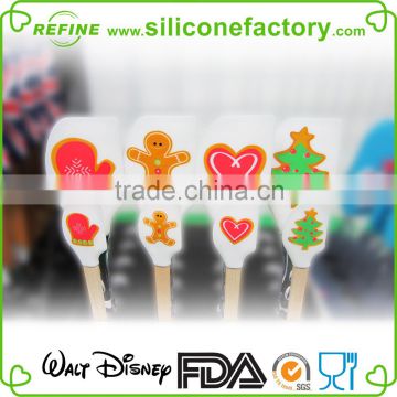 Disney Audited Factory Customized Silicone baking Spatula Set With Wood PP Handle