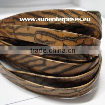 Flat Nappa Leather cords - plain style - Leopard print - 10mm