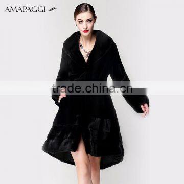 black plus size mink coat with skirt hip