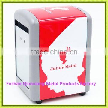 Chinese manfacturer tin tissue box holder with different designs red degin napkin holder