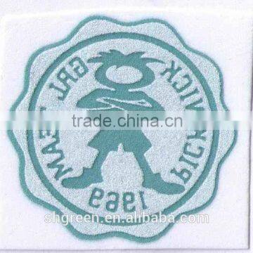 Paper tagless flock transfer sticker for towel