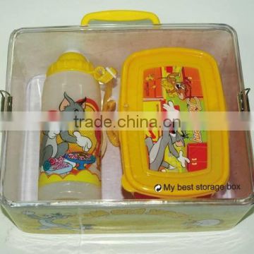 Water bottle and lunch box with tin box packing and 4C printing