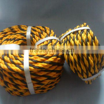 3-strand twisted yellow and black color virgin pe mark tiger rope,pe marking rope