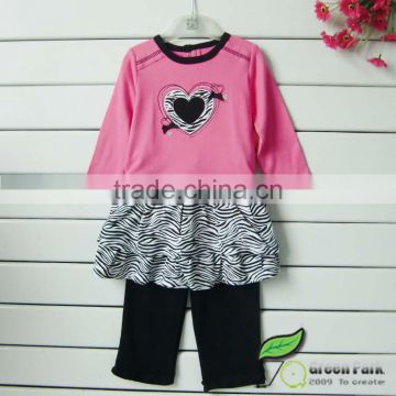 girls pink cute zebra dress with leggig suits baby outfits children's clothes sets