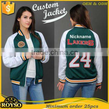 Custom Made Cheap Ladies Baseball Basketball Varsity Jacket Green Wholesale Team Sport Coaches Puffer Slim Fit Jackets Online