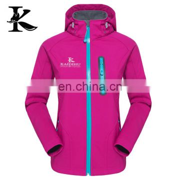 Outdoor womens hooded winter softshell jacket