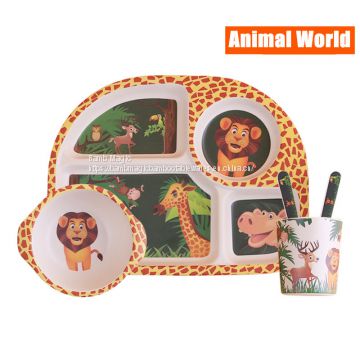 OEM MANUFACTURE ECO BAMBOO FIBRE TABLEWARES – COLORFUL CARTOON MEAL SETS FOR KIDS