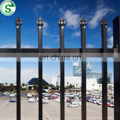 Perimeter wall fence designs 2 rails/3 rails black metal fencing panels