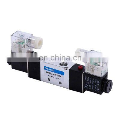 4V Series Double Solenoid Coil 4V220-08 Two Position Five Way Stainless Steel DC12V DC24V Pneumatic Air Control Valve