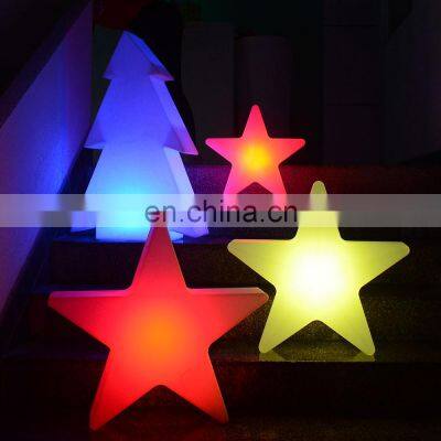 indoor home Christmas tree /rechargeable Christmas holiday PE plastic led tree star snow garden solar decoration lights