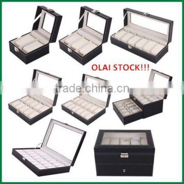 2 grid , 3 grid , 6 grid ,10 grid , 12 grid , 20 grid , 24 grid stock leather cover wood watch packaging wholesale