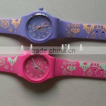 Colorful pressed patterns plastic case silicone band sport watch