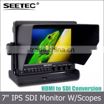 7 inch IPS panel 1280x800 camera-top monitor HDMI SDI input and output 970 battery plate support 1080p