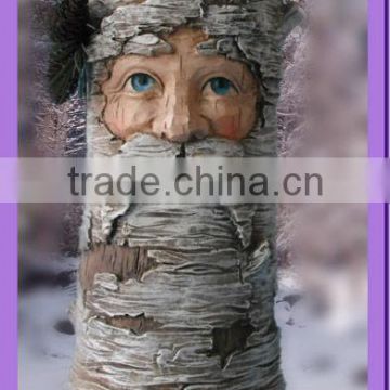 santa clause face resin tree stump with led light