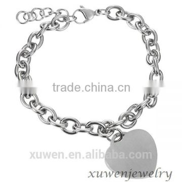 ladies stainless steel metal chain bracelets with heart charm                        
                                                                                Supplier's Choice